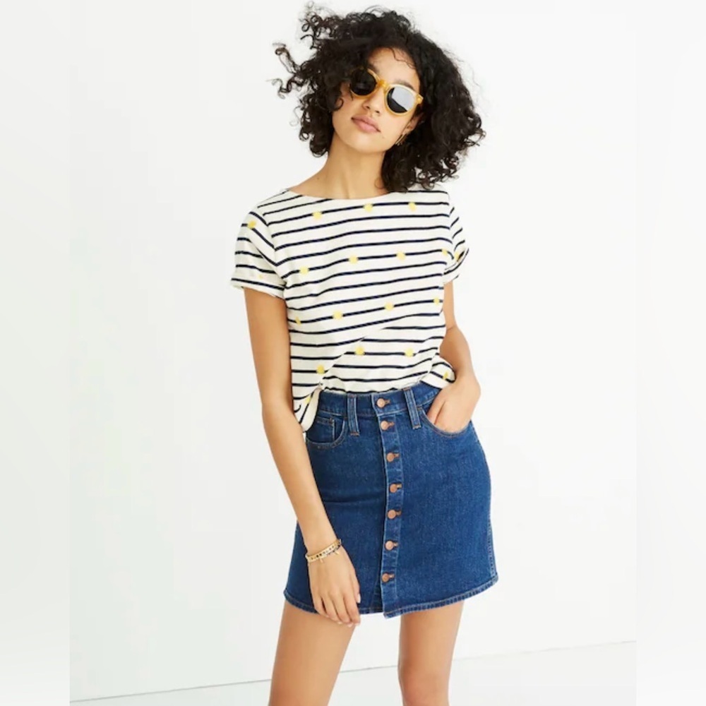 Madewell Blue Denim Button Front Mini Skirt Size 27